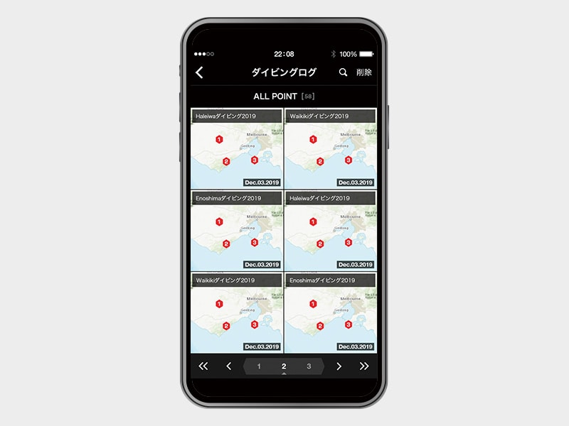 スマートフォン連携で利便性を向上。専用アプリで、新たなダイビングライフの楽しみ方を提案。